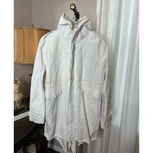 Neuw Men's 2015 Cream Triangle Heavy Parka Zip Front Tie Waist Hooded Size 8